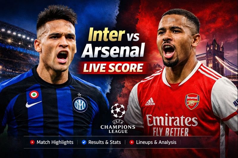 Inter vs Arsenal Live Score – Match Report, Results, Highlights & Stats (Champions League 2026)