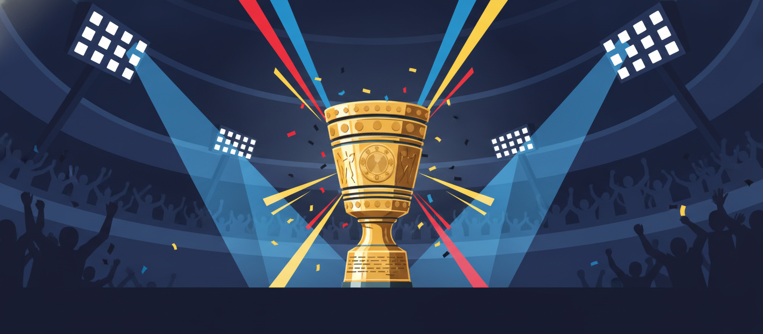 Illustration of a German football cup trophy representing DFB-Pokal streaming