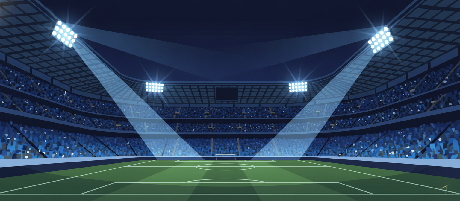 Illustration of a blue and black football stadium representing Inter Milan streaming