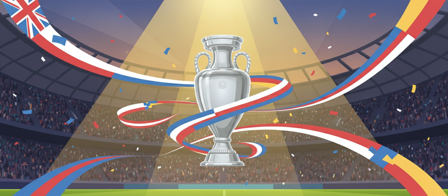 Illustration of a European championship football trophy representing Euros streaming