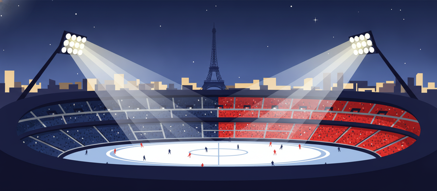Illustration of a Paris football stadium representing PSG streaming