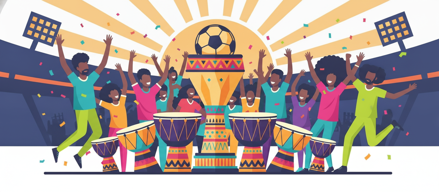 Illustration of an African football championship trophy representing AFCON streaming