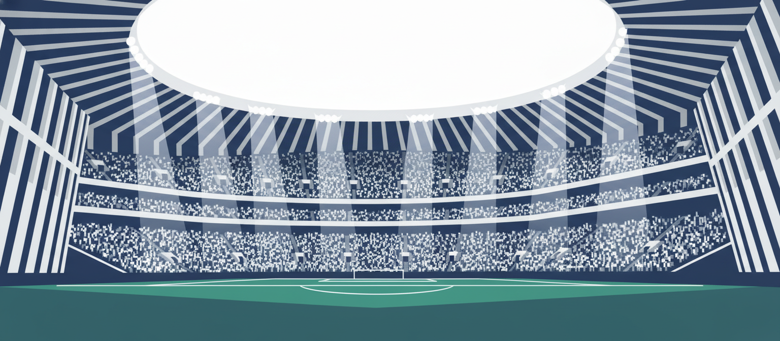 Illustration of a white and navy football stadium representing Tottenham streaming