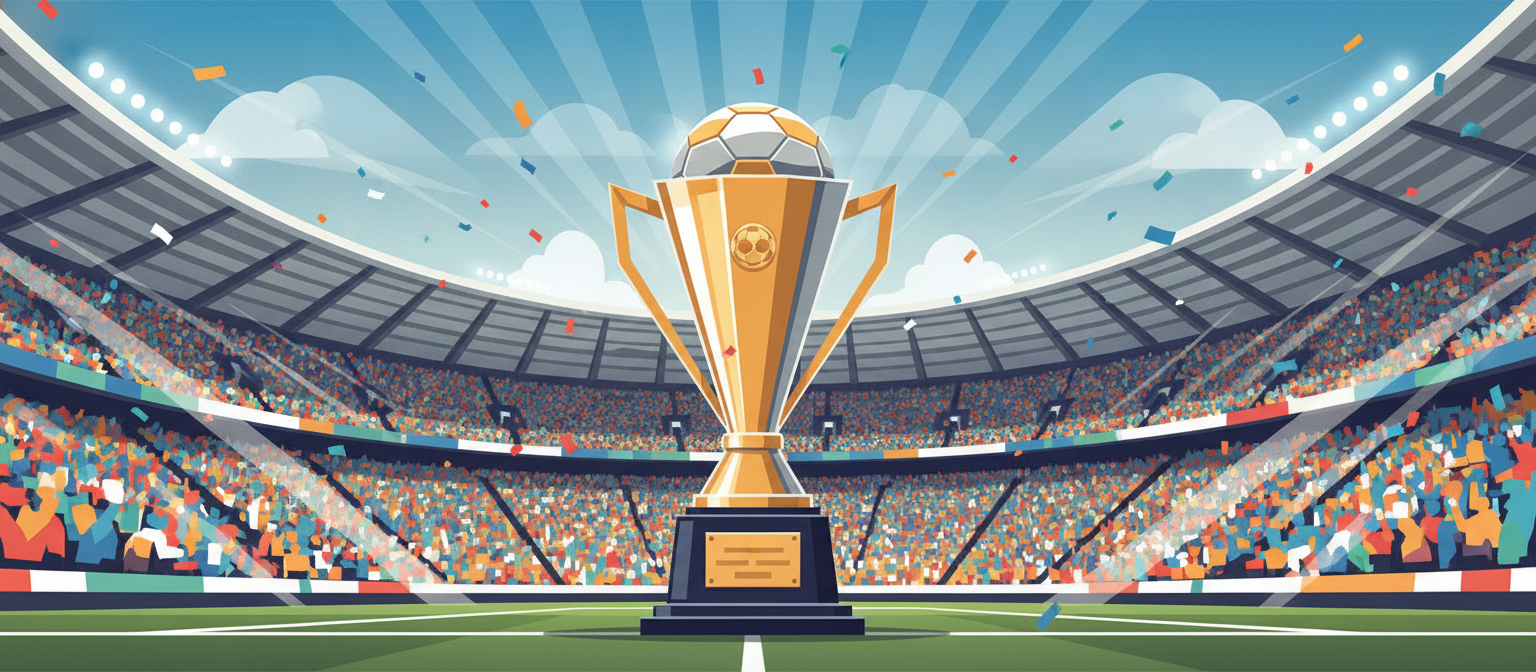 Illustration of an Asian football championship trophy representing AFC Asian Cup streaming