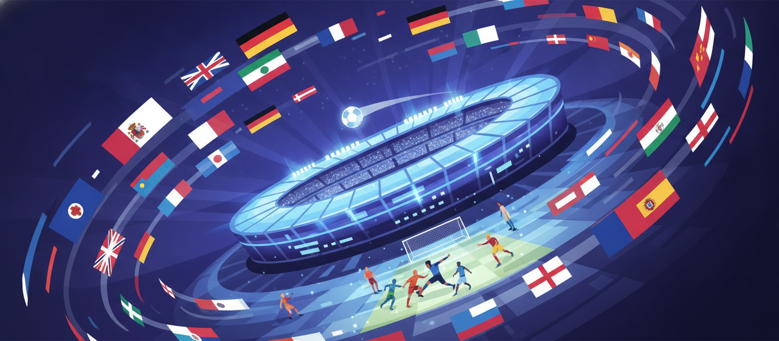 Illustration of a European nations football competition representing UEFA Nations League streaming